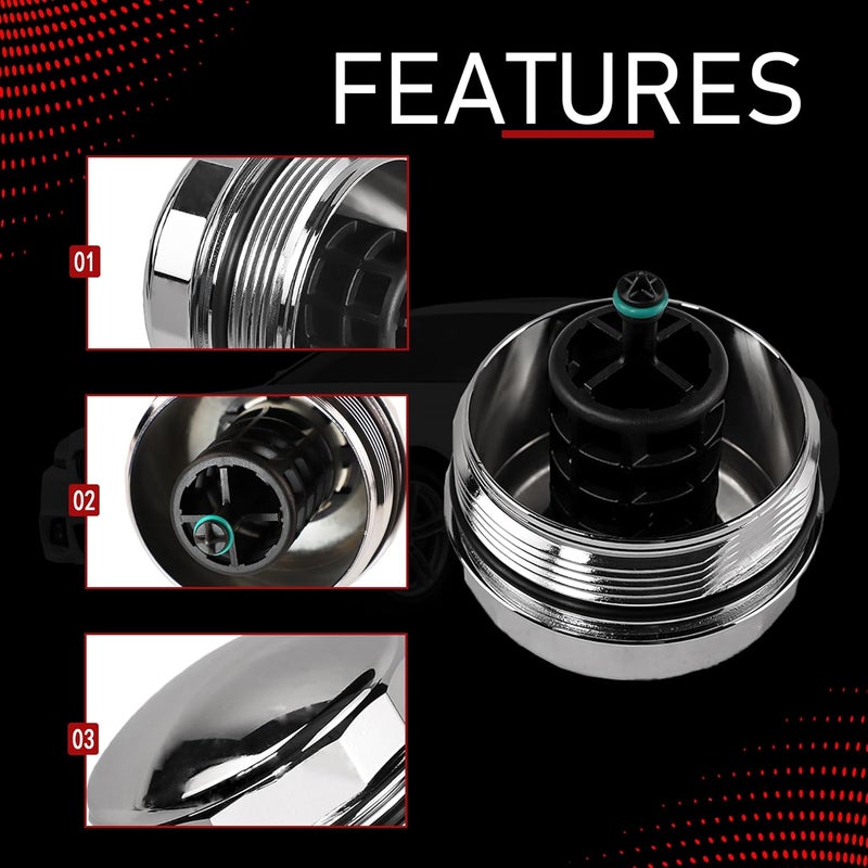 Motarithl Upgrade Aluminium Oil Filter Housing Cover Cap Compatible With 2006-2018 BMW 128 228 328 330 335 428 435 525 530 535 640 740 X1 X3 X4 X5 X6 740 N52 N20 N54 N55 Replaces 11427525334 917-056 - Image 5